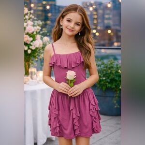Plum Girls Purple Ruffle Skirt Party Dress sz 7 8 Special Occasion Dance Party